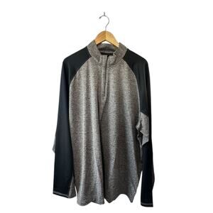 Lands End Colorblock Black & Heather Black 1/4 Zip Pullover Shirt XXL 50-52 New